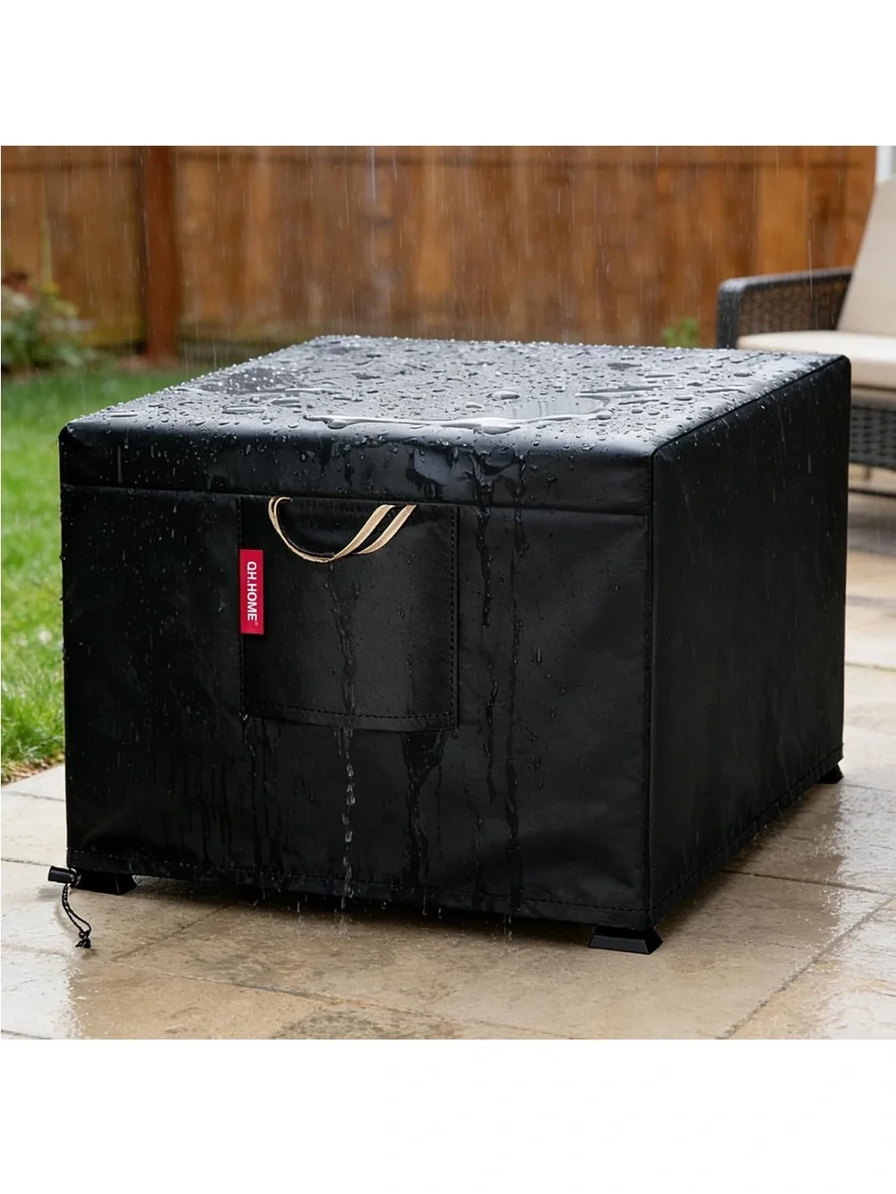 2026 Upgraded 900D Heavy Duty Fabric] Fire Pit Cover Square 30''Lx 30''Wx 24